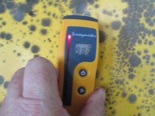 Moisture Meter Confirms Wall is Still Wet